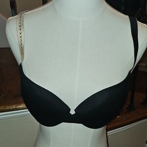 Donna Karan Black Push-Up T-Shirt Bra with Logo Strap